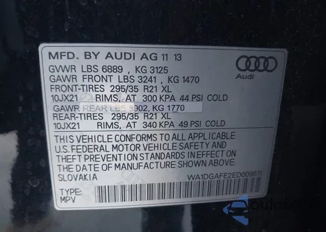 2014 Audi Q7 3.0T S Line Prestige z USA, uszkodzony, nr VIN WA1DGAFE2ED009511